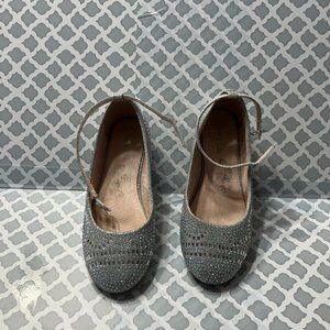 Girl's Silver Dress Shoes with Ankle Strap